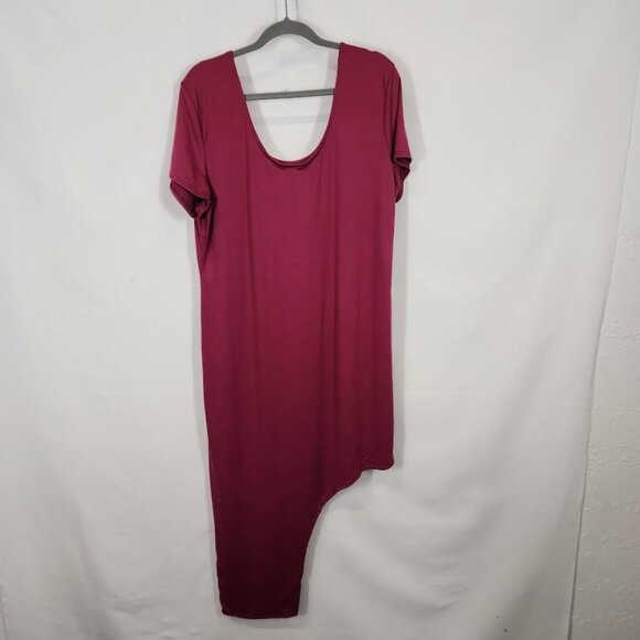 Rue21 Plus Magenta Asymmetrical‎ Scoop Neck Midi Dress - Size 3X - Picture 4 of 7
